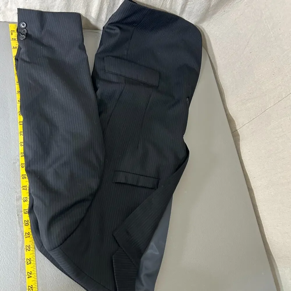 Pierre Cardin Mens Black Pinstripe Blazer 42S Classic Preppy Business 100% Wool - Picture 9 of 12